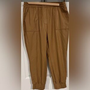 Express Faux Leather Joggers - Camel - Size M